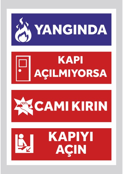Yangında Kapı Açılmıyorsa 50X35 cm Tabela Yön Levhası Pvc