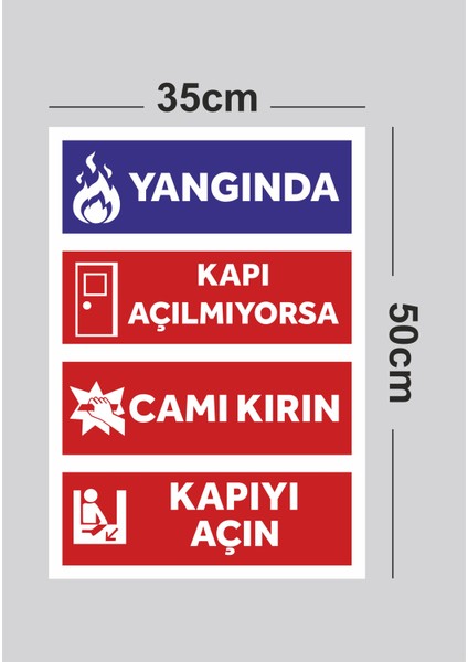 Yangında Kapı Açılmıyorsa 50X35 cm Tabela Yön Levhası Pvc fiyatları