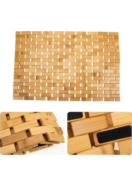 Bambu Kaymaz Banyo ve Duş Matı | 40X60 cm | Suya Dayanıklı Ahşap Banyo Paspası modelleri