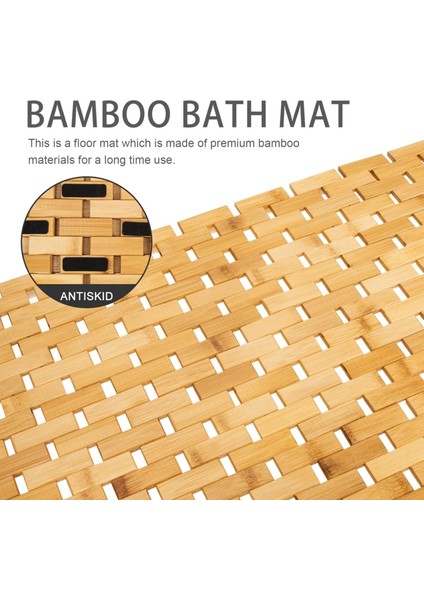 Bambu Kaymaz Banyo ve Duş Matı | 40X60 cm | Suya Dayanıklı Ahşap Banyo Paspası fırsatları