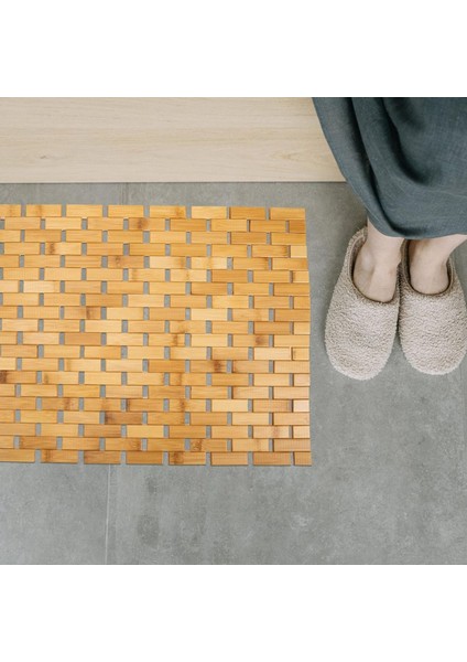 Bambu Kaymaz Banyo ve Duş Matı | 40X60 cm | Suya Dayanıklı Ahşap Banyo Paspası indirimleri