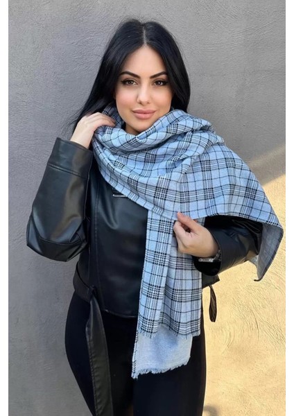 Mavi Renk Ekose Desenli Şal/atkı fiyatları
