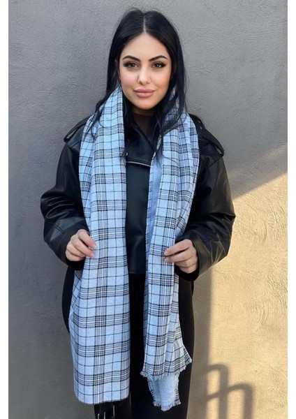Mavi Renk Ekose Desenli Şal/atkı modelleri
