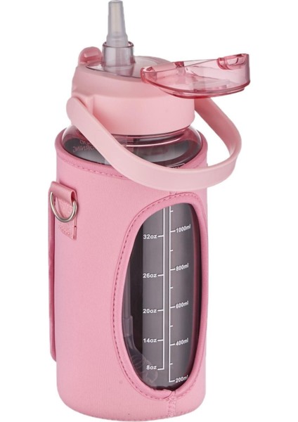 Kılıflı ((Telefon Koyma Yeri)) Taşıma Askılı 1500 ml Pipetli/pipetsiz Kullanım Su Matarası