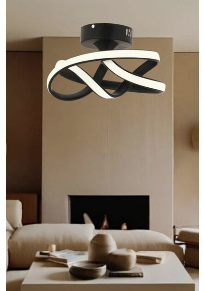 Eclipse Model Siyah Metal Salon Mutfak Oturma Yatak Odası Modern LED Plafonyer Avize