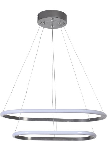 Stil Modern Tasarım Yatak Odası - Salon - Mutfak Gri Renk Beyaz Ledli 2 Li LED Avize
