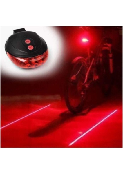 Bisiklet Arka Stop Lambası Lazer Şeritli LED Işık Suya Dayanıklı Gece Sürüşü İçin