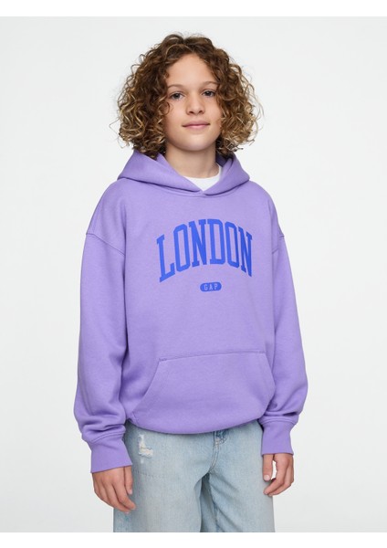 Erkek Çocuk Mor Vintage Soft Relaxed Sweatshirt