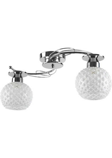 Salon - Mutfak - Yatak Odası Modern Krom Camlı Ikili Avize