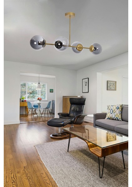 Roma Modern Tasarım Salon Mutfak Yatak Yemek Odası Eskitme Renk Füme Camlı 4 Lü Avize