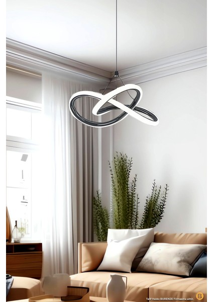 Modern Tekli Sarkıt Power LED Avize Siyah Beyaz Işık Ledli Avize