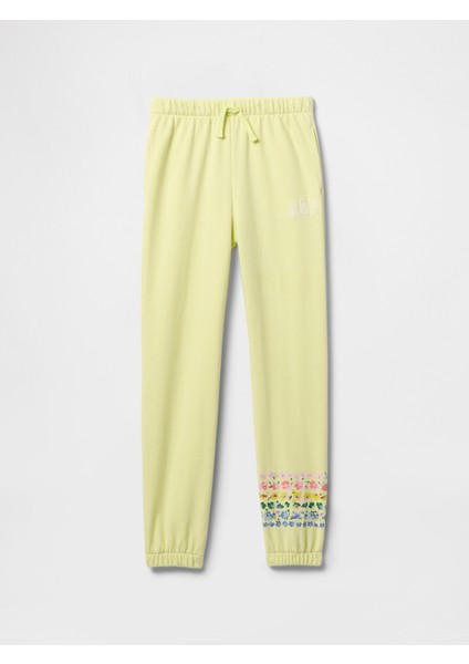 Kız Çocuk Sarı Gap Logo Fransız Havlu Kumaş Jogger Eşofman Altı