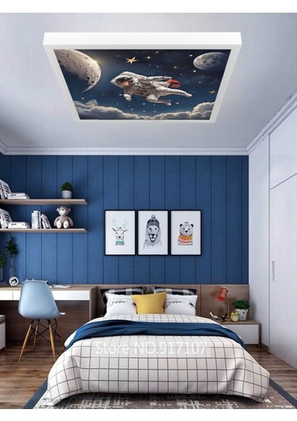 Uzay, Astronot, Yıldız Avize, 60WATT, Beyaz Işık, 60 x 60 Modern Kare LED Avize, Çocuk Odası Uzay fırsatları