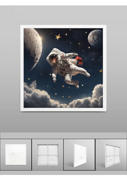 Uzay, Astronot, Yıldız Avize, 60WATT, Beyaz Işık, 60 x 60 Modern Kare LED Avize, Çocuk Odası Uzay indirimleri