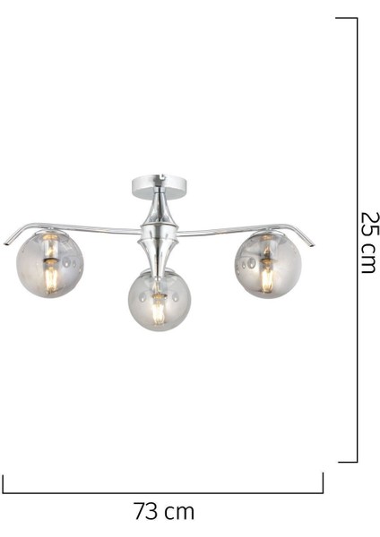 Diaspor 3li Yuvarlak Krom Füme Camlı Modern Sarkıt Genç Odası Yatak Odası Retro Salon Avize modelleri