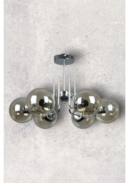 Tanya Modern Tasarım Mutfak - Salon - Yatak Odası - Tavan Krom Renk Bal Camlı 6 Lı Avize fırsatları