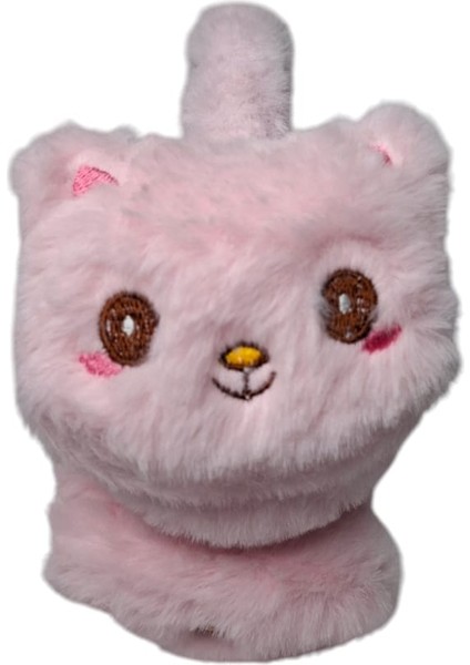 Kız Çocuk Pembe Renk Kedi Figürlü Ponponlu Kışlık Peluş Kulaklık