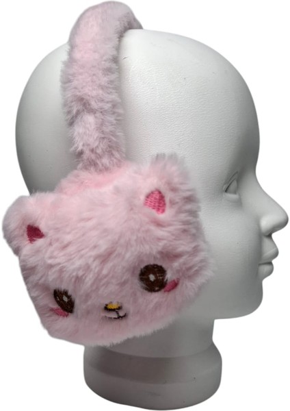 Kız Çocuk Pembe Renk Kedi Figürlü Ponponlu Kışlık Peluş Kulaklık modelleri