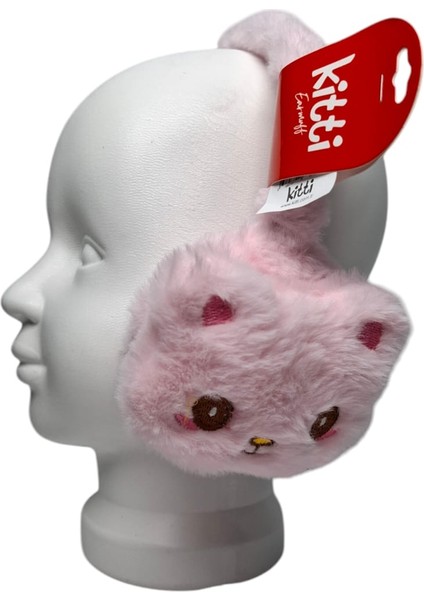 Kız Çocuk Pembe Renk Kedi Figürlü Ponponlu Kışlık Peluş Kulaklık fırsatları