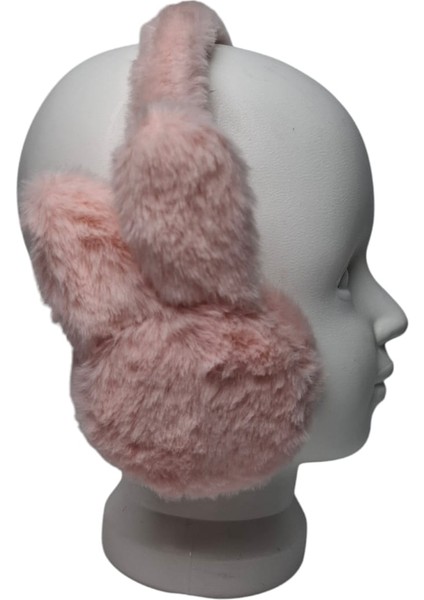 Kız Çocuk Somon Renk Tavşan Figürlü Ponponlu Kışlık Peluş Kulaklık modelleri