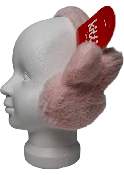 Kız Çocuk Somon Renk Tavşan Figürlü Ponponlu Kışlık Peluş Kulaklık fırsatları