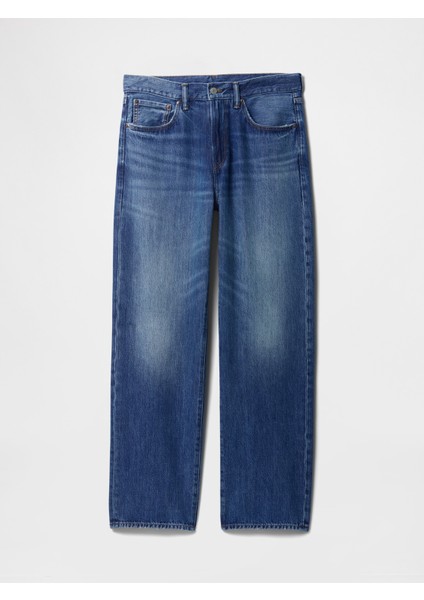 Erkek Mavi Relaxed Fit Straight Jean Pantolon