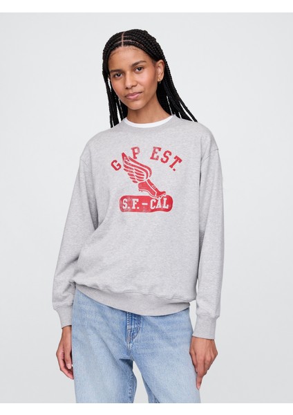 Kadın Gri Gap Logo Vintage Soft Fransız Havlu Kumaş Sweatshirt