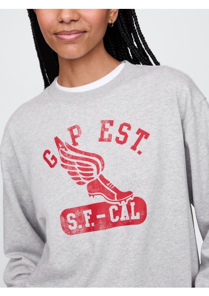Kadın Gri Gap Logo Vintage Soft Fransız Havlu Kumaş Sweatshirt