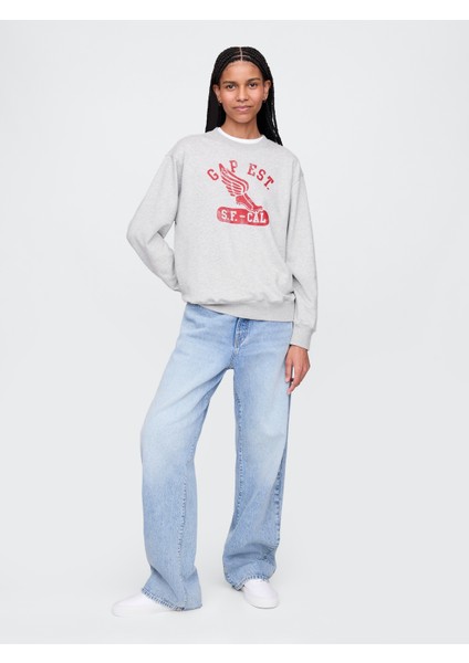 Kadın Gri Gap Logo Vintage Soft Fransız Havlu Kumaş Sweatshirt