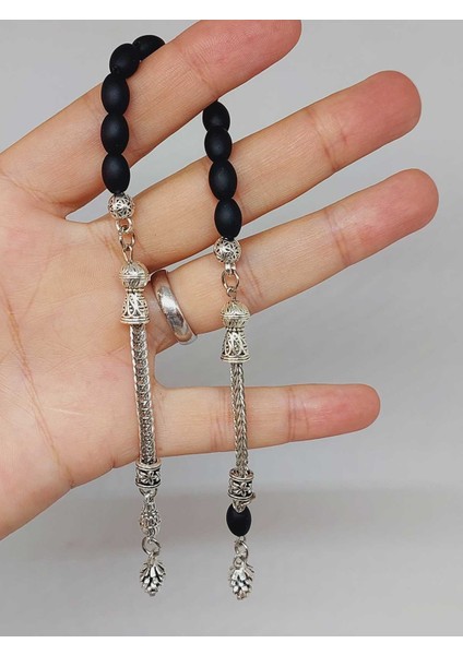 Oniks Taşı Mat Kapsül Kesim Sallamalık Zaza Tesbih 5.5*8mmmm (54650) fiyatları