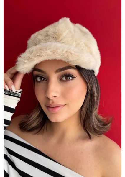 Bej Renk Peluş Kasket Şapka fiyatları