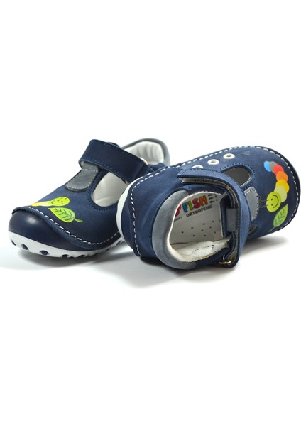 N.826 Hakiki Deri Mavi Ortopedik Cırtlı Erkek Bebek Ilkadım Ayakkabı fiyatları
