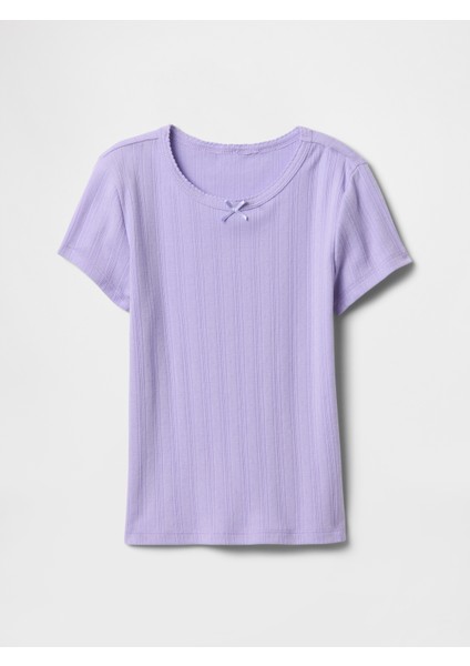 Kız Çocuk Mor Pointelle T-Shirt