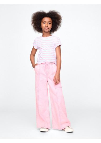 Kız Çocuk Pembe Ultrasoft Easy Baggy Jean Pantolon
