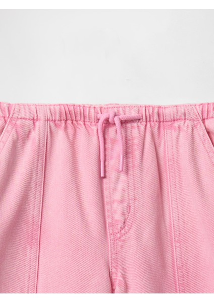 Kız Çocuk Pembe Ultrasoft Easy Baggy Jean Pantolon