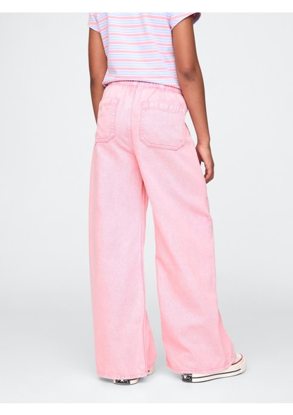 Kız Çocuk Pembe Ultrasoft Easy Baggy Jean Pantolon