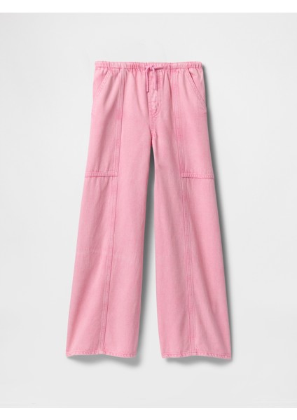 Kız Çocuk Pembe Ultrasoft Easy Baggy Jean Pantolon