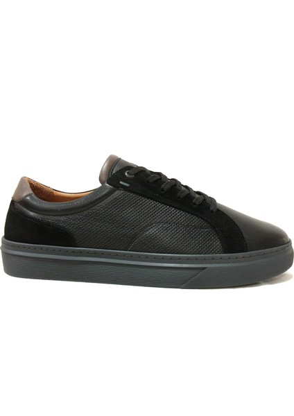 Siyah Bağcıklı Anatomik Comfort Casual Sneakers Ayakkabı