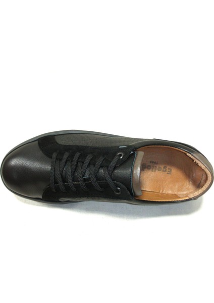 Siyah Bağcıklı Anatomik Comfort Casual Sneakers Ayakkabı