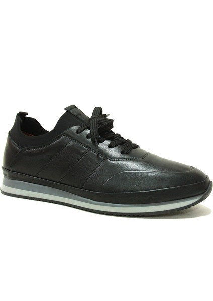 Siyah Streçli Bağcıksız Anatomik Comfort Casual Sneakers Ayakkabı