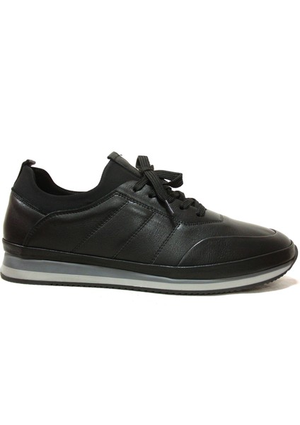 Siyah Streçli Bağcıksız Anatomik Comfort Casual Sneakers Ayakkabı