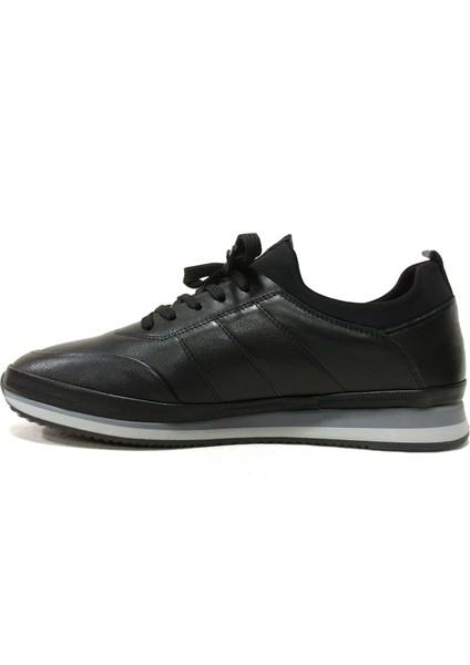 Siyah Streçli Bağcıksız Anatomik Comfort Casual Sneakers Ayakkabı