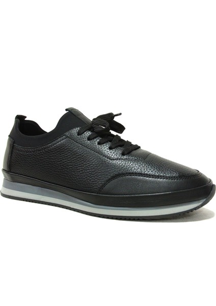 Siyah Streçli Bağcıksız Anatomik Comfort Casual Sneakers Ayakkabı