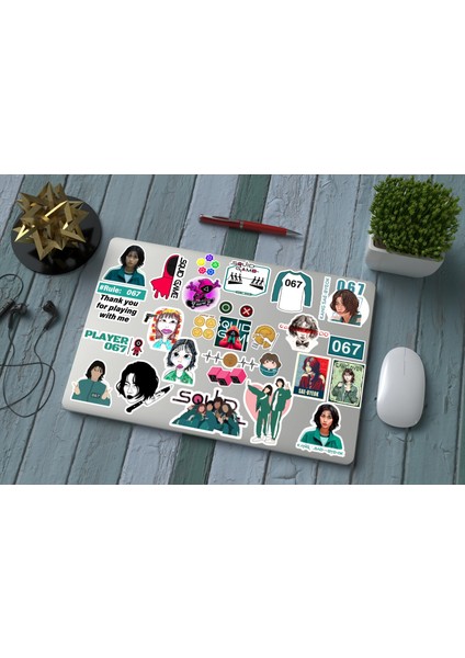 Major Selection Squid Game Sticker Seti Player 067 Kang Sae-Byeok Sticker Oyuncu 067 Macbook Defter Sticker Seti