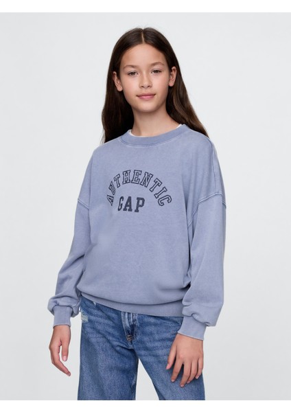 Kız Çocuk Mavi Gap Logo Vintage Soft Americana Sweatshirt