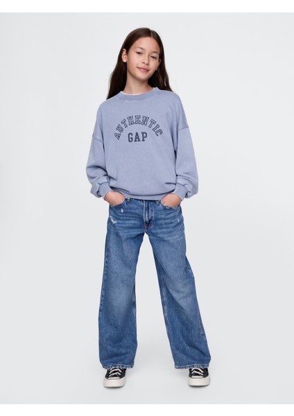 Kız Çocuk Mavi Gap Logo Vintage Soft Americana Sweatshirt
