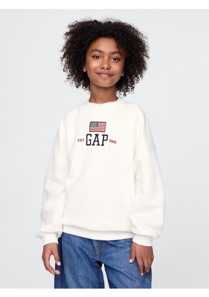Kız Çocuk Beyaz Gap Logo Vintage Soft Americana Sweatshirt