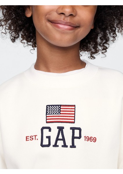 Kız Çocuk Beyaz Gap Logo Vintage Soft Americana Sweatshirt