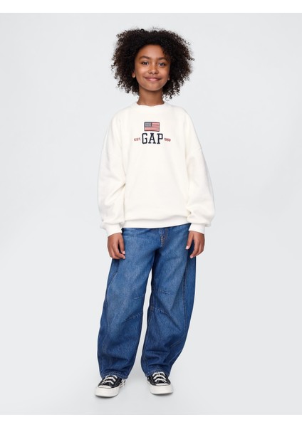 Kız Çocuk Beyaz Gap Logo Vintage Soft Americana Sweatshirt