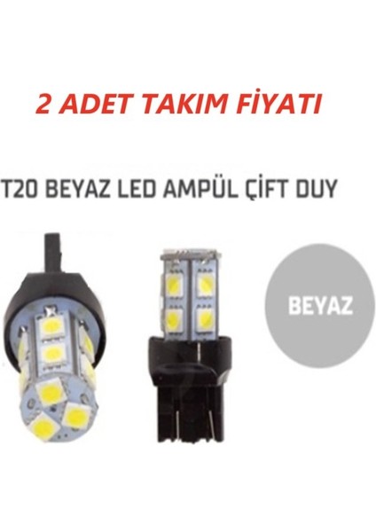 LED Ampül Çift Duy Beyaz T20 (2 Adet Takım Fiyatı) Opel Astra J Renault Clıo Symbol 13- Honda Cıvıc